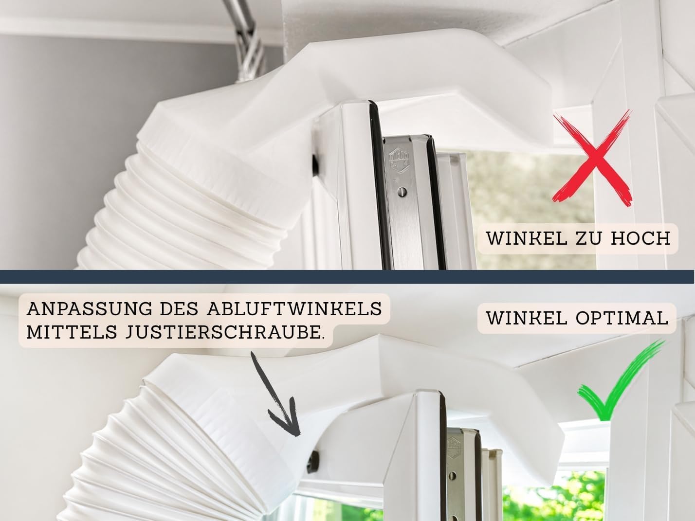 Extra breiter Kippfenster Abluft-Adapter für mobile Klimaanlagen mit 150mm Schlauch - Image 4
